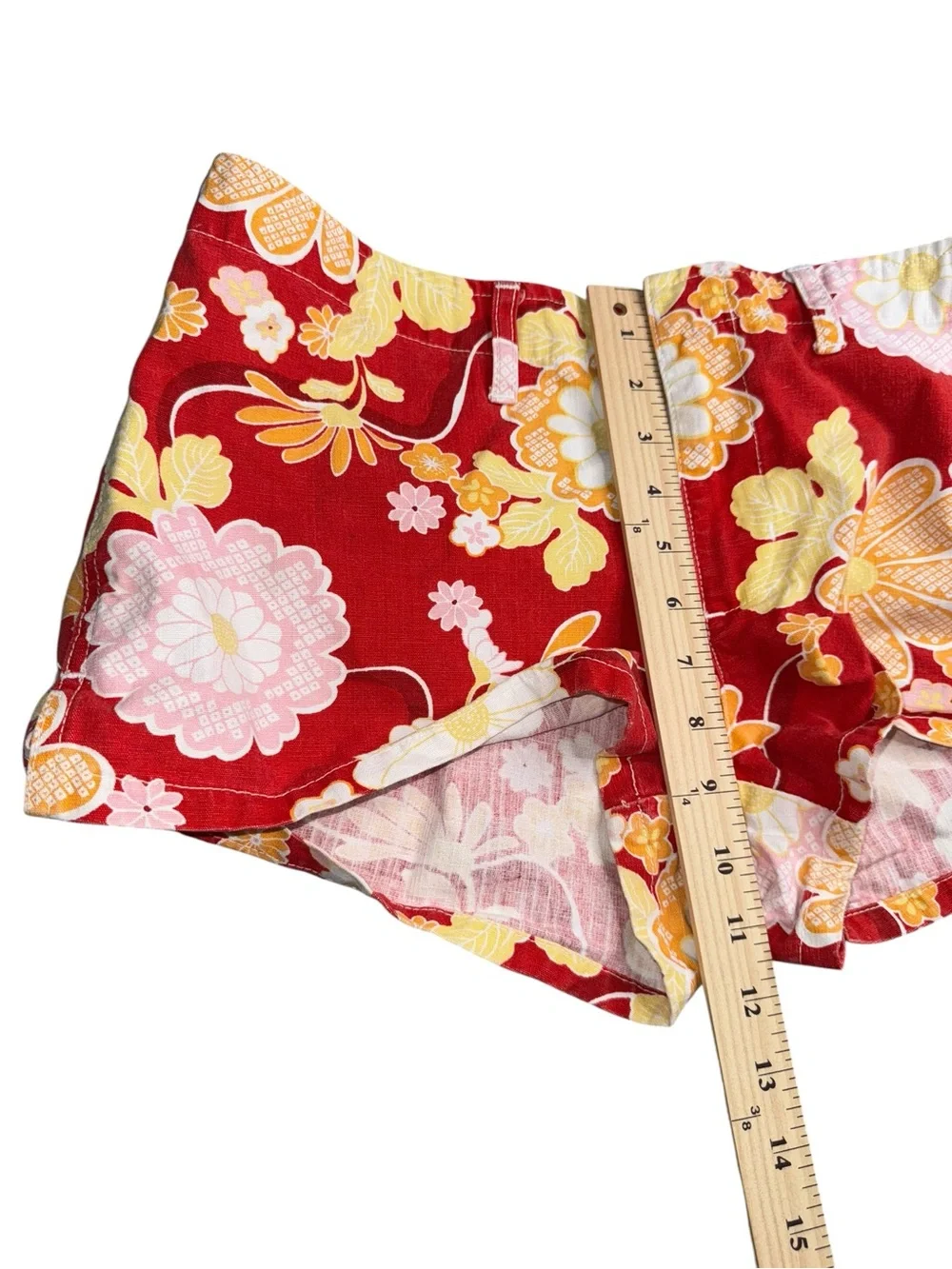 VTG Abercrombie & Fitch Red Floral Shorts Womens 10 Y2K Retro Cotton Summer